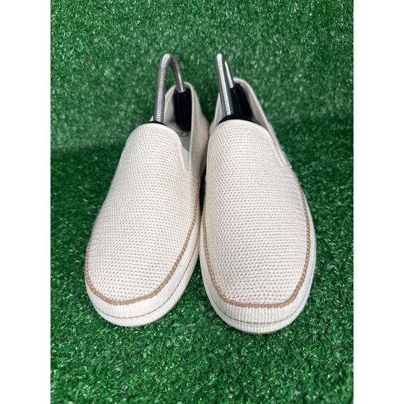 UGG Bren Loafer Shoe Sz 8.5 Fabric Cream White Woven Fabric Fashion Sneaker Flat - Picture 2 of 8